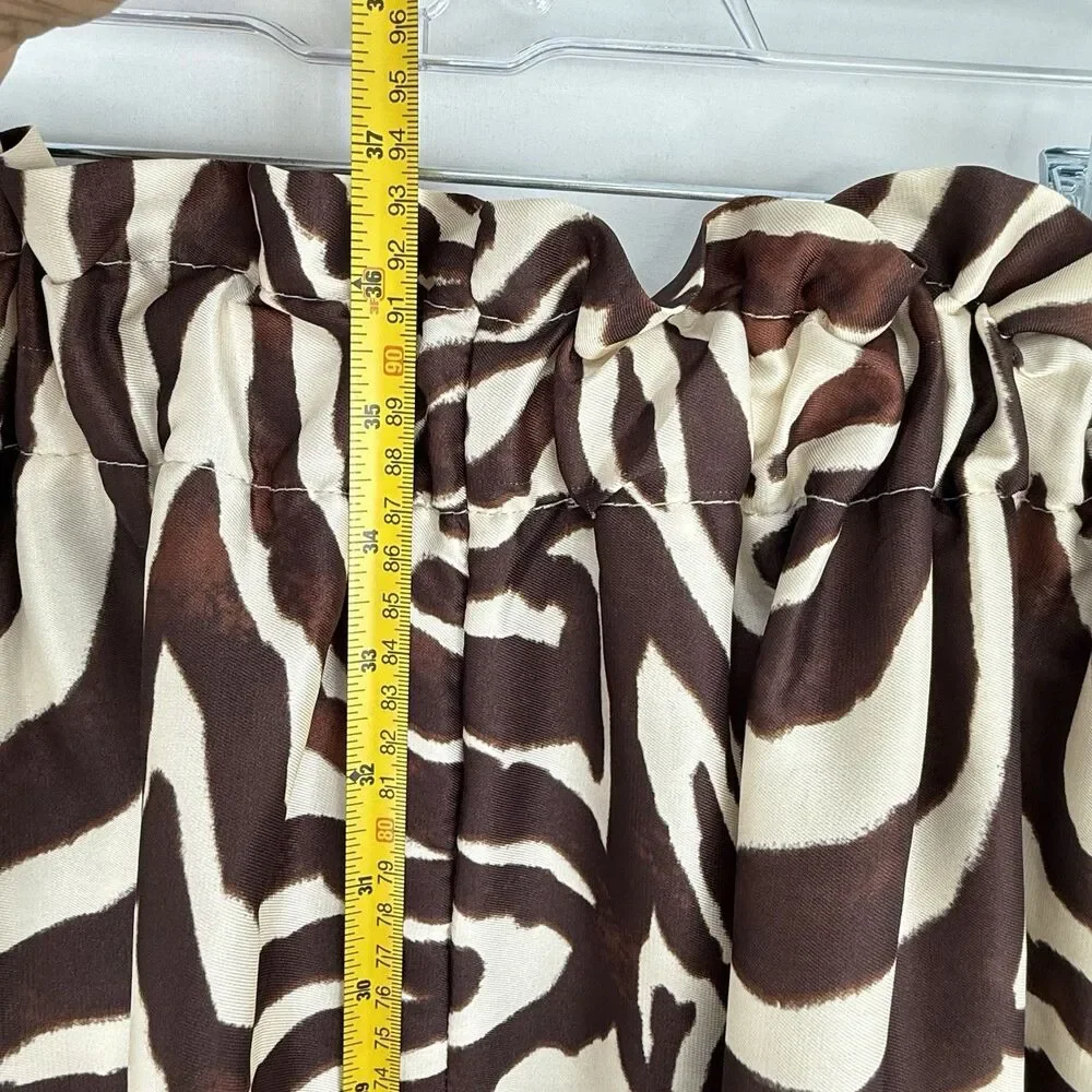 Madison Made in Italy Zebra Midi Skirt Brown Animal Print Elastic Waist S/M